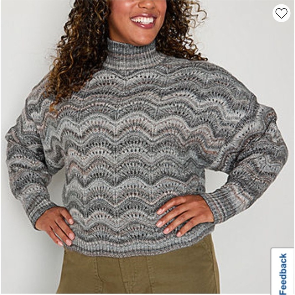 ANA‎ A New Approach Womens XXL Gray Knit Mock Neck Pullover Sweater NWzT